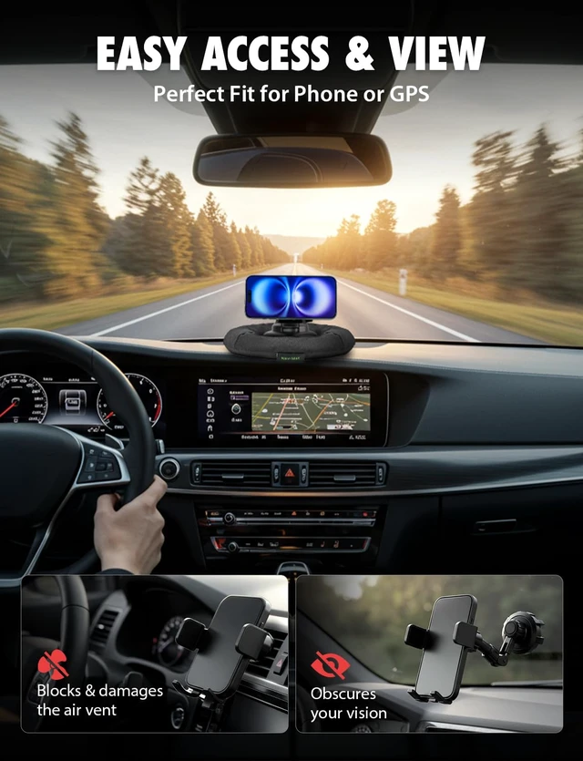 Alt view image 6 of 7 - NavMat GPS Dashboard Pad, Weighted Beanbag Friction Base | Portable GPS dashboard pad converts windshield mounts into dash holders with a weighted friction base for stability