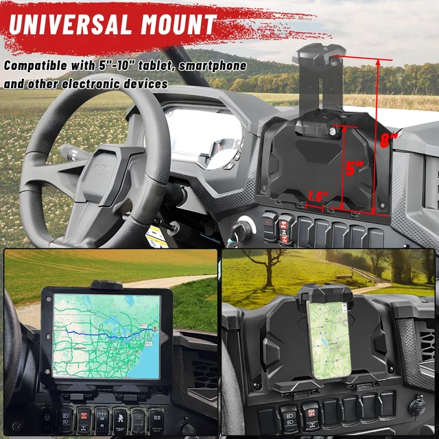 Alt view image 3 of 7 - 19-23 RZR XP GPS Phone Tablet Mount Storage Box UTV Accessories | Water Resistant, Enhanced Clamp Electric Device Navigation Holder Compatible with 2019-2023 Polaris RZR XP 1000 Turbo Turbo4
