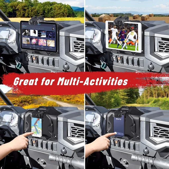 Alt view image 5 of 7 - 19-23 RZR XP GPS Phone Tablet Mount Storage Box UTV Accessories | Water Resistant, Enhanced Clamp Electric Device Navigation Holder Compatible with 2019-2023 Polaris RZR XP 1000 Turbo Turbo4