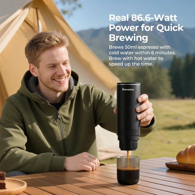 Alt view image 3 of 7 - Portable Electric Espresso Machine for Travel, 86.6 Watt 2-In-1 Travel Coffee Maker for Max 10g Coffee Powder or NS Capsules, 1.5 Pounds & 7800mAh Battery Capacity, Includes Quick Charger