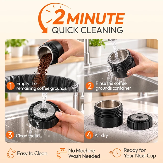 Alt view image 6 of 7 - Portable Espresso Maker, 13500mAh Self Heating Electric Espresso Machine | 20 Bar Mini Coffee Maker with USB-C,Ground Coffee & NS Capsule, Travel,Camping ,Hiking,Office,Road Trips