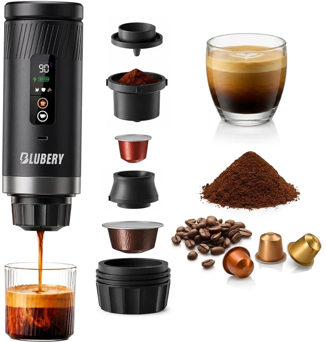 Main image of LED Screen portable espresso maker,travel espresso maker, espresso machine | USB-C Car Coffee Maker, Compatible with NS Capsules & Ground Coffeefor Camping, RV, Hiking and Office