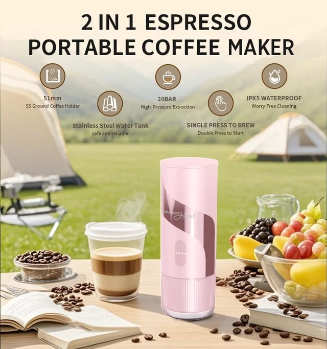 Alt view image 6 of 7 - HOME Portable Espresso Coffee Maker (Grounds or Pods) with Fast Brew Technology & Single Touch Control, Ideal for Offices or Travel