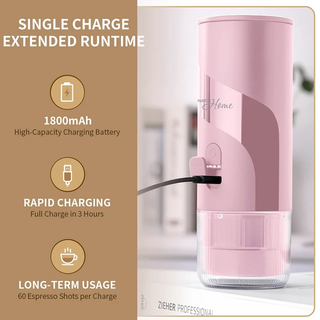 Alt view image 5 of 7 - HOME Portable Espresso Coffee Maker (Grounds or Pods) with Fast Brew Technology & Single Touch Control, Ideal for Offices or Travel