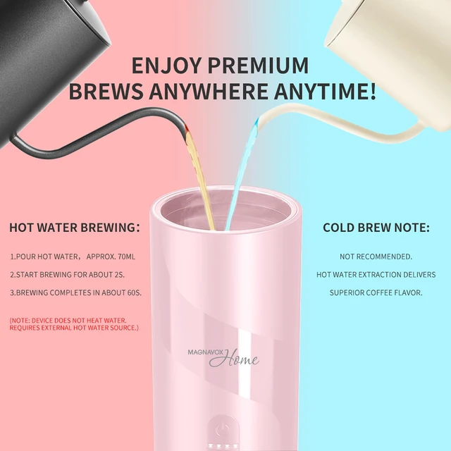 Alt view image 7 of 7 - HOME Portable Espresso Coffee Maker (Grounds or Pods) with Fast Brew Technology & Single Touch Control, Ideal for Offices or Travel