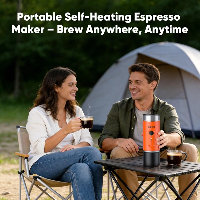 Alt view image 2 of 7 - Portable Espresso Machine for Travel, Self-Heating Electric Coffee Maker | Works with Capsules & Ground Coffee, Type-C Rechargeable, for Outdoor Camping Car RV Business Trips