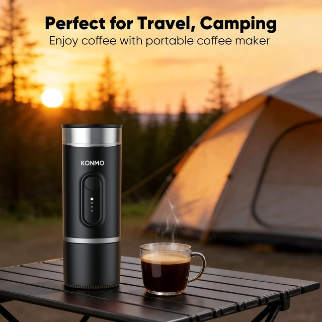Alt view image 7 of 7 - Portable Espresso Machine for Travel, Self-Heating Electric Coffee Maker | Works with Capsules & Ground Coffee, Type-C Rechargeable, for Outdoor Camping Car RV Business Trips