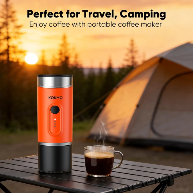 Alt view image 7 of 7 - Portable Espresso Machine for Travel, Self-Heating Electric Coffee Maker | Works with Capsules & Ground Coffee, Type-C Rechargeable, for Outdoor Camping Car RV Business Trips