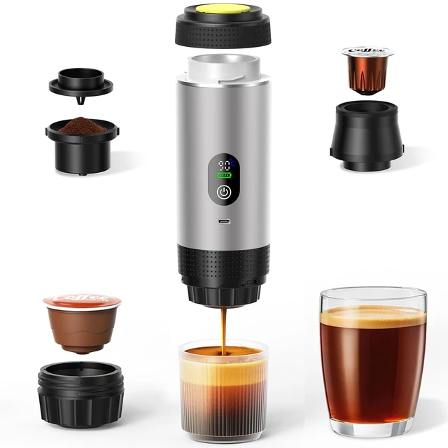 Main image of 6-in-1 Portable Electric Espresso Machine20Bar SelfHeating camping coffee maker with 7500mA Battery,Display,compatible with Large/Small Capsules&Coffee Powder for Travel,Camping,Car&Office