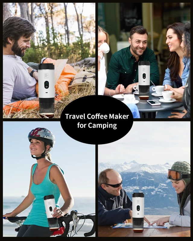Alt view image 5 of 7 - Portable Electric Espresso Machine, Travel Coffee Maker Brewer Compatible with Ground Coffee & NS Capsules (White with LCD Screen)