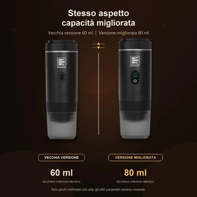 Alt view image 6 of 7 - Portable Electric Espresso Machine, Travel Coffee Maker Brewer Compatible with Ground Coffee & NS Capsules (White with LCD Screen)