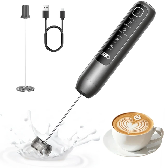 Main image of Milk Frother Handheld, Coffee Drink Hand Mixer Wand, BaristaMaker Nano | 4 Modes for Latte Art Microfoam, 2550mAh Rechargeable Battery, One-Touch Frothing, 150+ Drinks, IPX6 Waterproof, Easy Clean