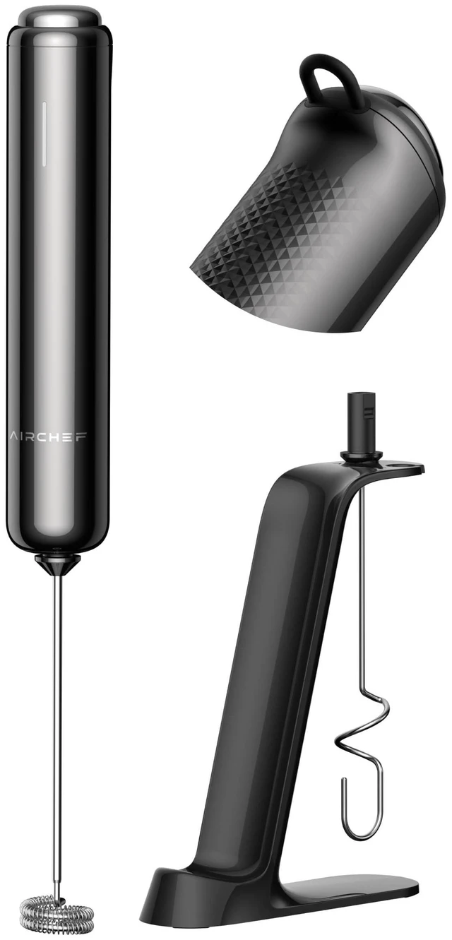 Main image of Milk Frother, Variable Speed Drink Mixer, IPX6, Black | 1,60010,000 RPM Variable Speed, 1500mAh USB-C Rechargeable, Dual Whisks for Coffee, Matcha & Protein Drinks