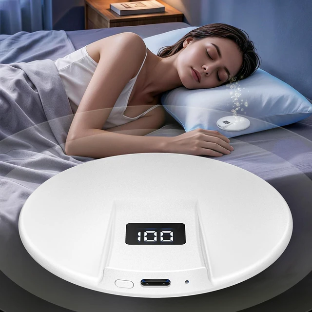 Main image of Bone Conduction Under Pillow Sleep Bluetooth Speaker for Side Sleepers, Bluetooth 6.0 Wireless Speaker with Digital Display Portable Player for Sleep Music White Noise Audiobooks (White)