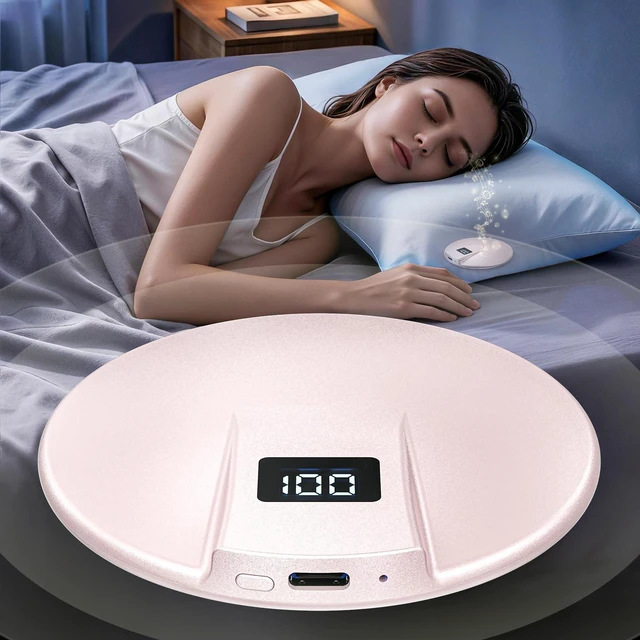 Main image of Bone Conduction Under Pillow Sleep Bluetooth Speaker for Side Sleepers, Bluetooth 6.0 Wireless Speaker with Digital Display Portable Player for Sleep Music White Noise Audiobooks (Pink)