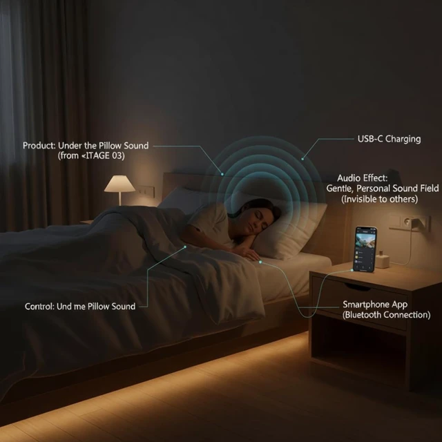 Alt view image 4 of 7 - Pillow Speaker Bluetooth Sound Machine with Bone Conduction Technology,White Noise for Sleep Enhancement and Relaxation
