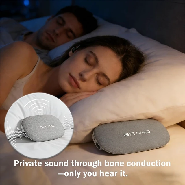 Alt view image 2 of 7 - Under-Pillow Speaker for Sleeping, Portable Bluetooth Bone Conduction Pillow Speaker with White Noise, Long Battery Life, Ideal for Side Sleepers