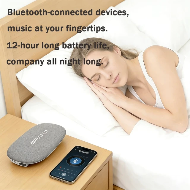 Alt view image 5 of 7 - Under-Pillow Speaker for Sleeping, Portable Bluetooth Bone Conduction Pillow Speaker with White Noise, Long Battery Life, Ideal for Side Sleepers