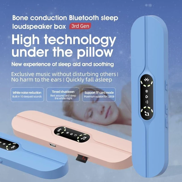 Alt view image 3 of 7 - Mini Portable Wireless Under Pillow Speaker for Sleeping (Blue) | USB Rechargeable | Bluetooth Connection | Timer Function | Built-in White Noise | TF Card | Travel