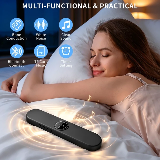 Alt view image 2 of 7 - Pillow Bluetooth Sleep Speaker with White Noise, Bone Conduction Speaker | Portable side sleeper, white noise built-in, Bluetooth TF card, adjustable volume, no ear pressure, travel sleep aid