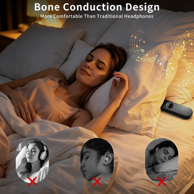 Alt view image 3 of 7 - Pillow Bluetooth Sleep Speaker with White Noise, Bone Conduction Speaker | Portable side sleeper, white noise built-in, Bluetooth TF card, adjustable volume, no ear pressure, travel sleep aid