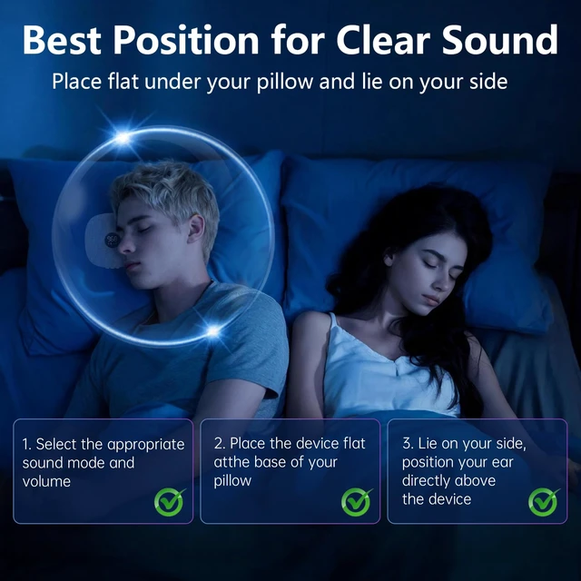 Alt view image 5 of 7 - Under Pillow Speaker for Sleeping, Dual Bone Conduction Side Sleepers, Blue LED Display, Dual Music Audiobook Modes, 995-Min Adjustable Timer, Bluetooth/TF Card, 16 Hour Battery Life, Slim Soft Fabric
