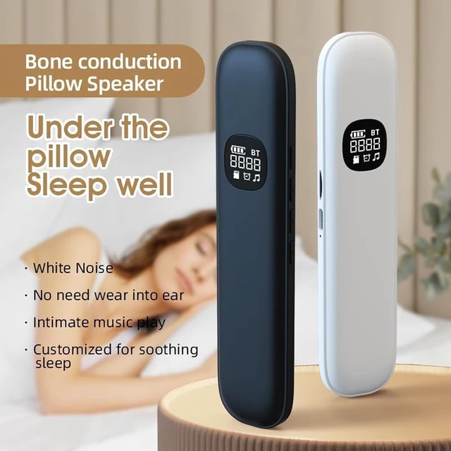 Alt view image 2 of 7 - Pillow Speaker for Deep Sleep - Wireless Bluetooth Bone Conduction, Built-in White Noise & Adjustable Timer | TF Card Supported, Ideal for Side Sleepers & Insomniacs, (Black)