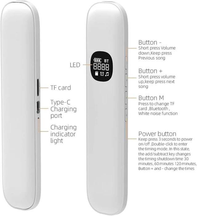 Alt view image 7 of 7 - Pillow Speaker for Deep Sleep - Wireless Bluetooth Bone Conduction, Built-in White Noise & Adjustable Timer | TF Card Supported, Ideal for Side Sleepers & Insomniacs, (Black)