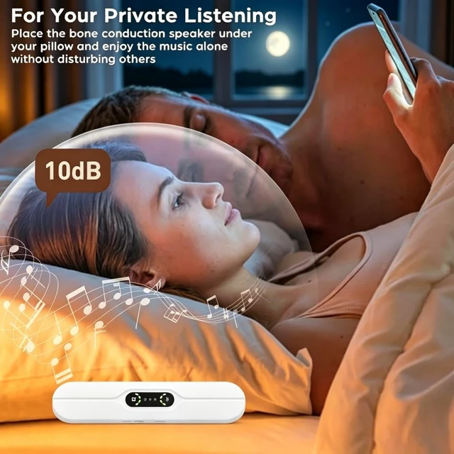 Alt view image 6 of 7 - Pillow Speaker for Sleeping, Mini Bone Conduction Bluetooth Sleep Bar, Built-in White & Pink Noise, Auto-Off Timer, Stereo Bass, Volume Control, TF Card Supported Portable Speaker for Side Sleepers