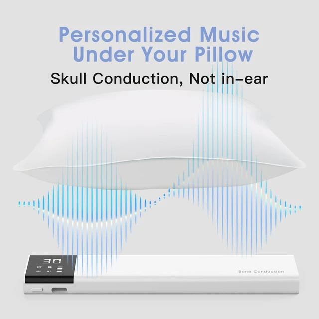 Alt view image 4 of 7 - Under-Pillow Speaker for Sleeping Bone Conduction Bluetooth Under Pillow Speaker & Bluetooth White Noise Sound Machine with 36 Soothing Sounds, Timer & TF Card Support for Side Sleepers & Deep Sleep