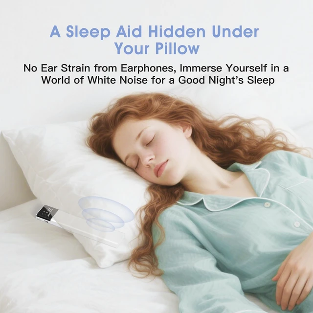 Alt view image 7 of 7 - Under-Pillow Speaker for Sleeping Bone Conduction Bluetooth Under Pillow Speaker & Bluetooth White Noise Sound Machine with 36 Soothing Sounds, Timer & TF Card Support for Side Sleepers & Deep Sleep