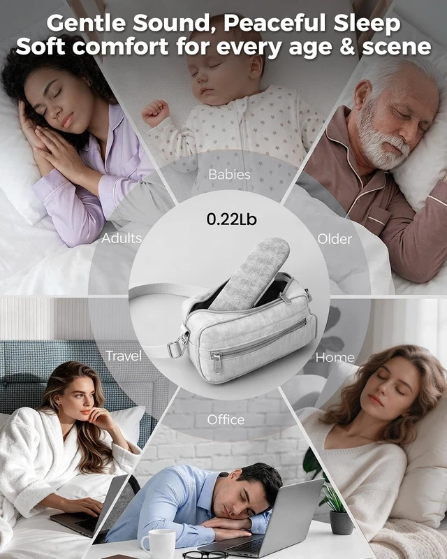 Alt view image 7 of 7 - Pillow Speaker for Sleeping, Sound Machine with Dual Speakers (Gray) | Under-Pillow Speaker, 16 Built-in White Noise, 15-Hour Battery Life, Auto-Off Timer, Rechargeable, Bluetooth, for Adults Kids
