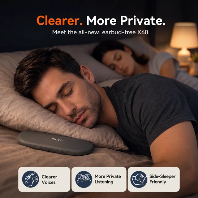 Alt view image 2 of 7 - X60 White Noise Machine & Bluetooth Pillow Speaker for Sleeping | More Private Listening, 0.13in Thin, No Earbuds for Side Sleepers, 24H Playtime, Built-In Sleep Sounds, 30/60/90-Min Timer
