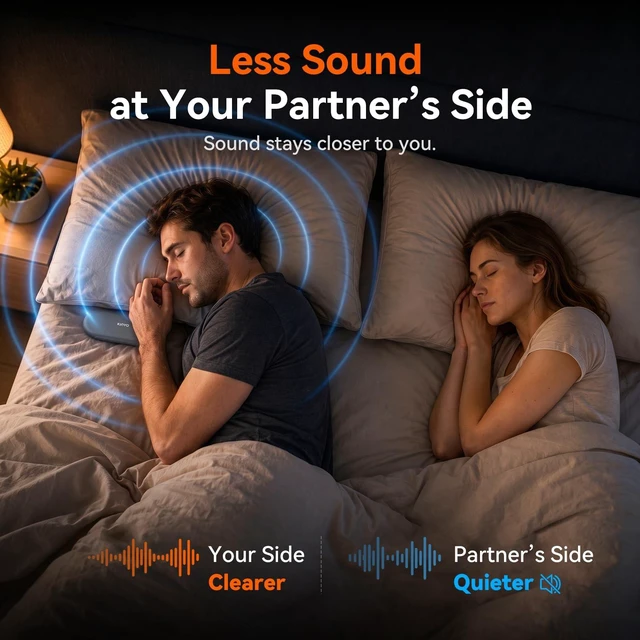 Alt view image 4 of 7 - X60 White Noise Machine & Bluetooth Pillow Speaker for Sleeping | More Private Listening, 0.13in Thin, No Earbuds for Side Sleepers, 24H Playtime, Built-In Sleep Sounds, 30/60/90-Min Timer