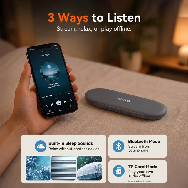 Alt view image 6 of 7 - X60 White Noise Machine & Bluetooth Pillow Speaker for Sleeping | More Private Listening, 0.13in Thin, No Earbuds for Side Sleepers, 24H Playtime, Built-In Sleep Sounds, 30/60/90-Min Timer