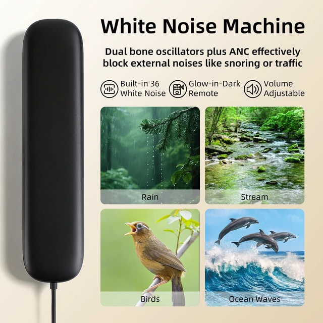 Alt view image 6 of 7 - Under Pillow Speaker with Bone Conduction, Bluetooth Sleep Speaker | Mini White Noise Machine with 36 Soothing Sounds, 16H Playtime & 3 Timers for Side Sleepers, Office Nap, Bedroom Travel Gift