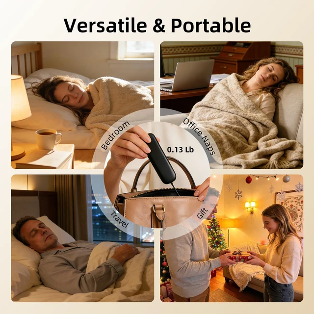 Alt view image 7 of 7 - Under Pillow Speaker with Bone Conduction, Bluetooth Sleep Speaker | Mini White Noise Machine with 36 Soothing Sounds, 16H Playtime & 3 Timers for Side Sleepers, Office Nap, Bedroom Travel Gift