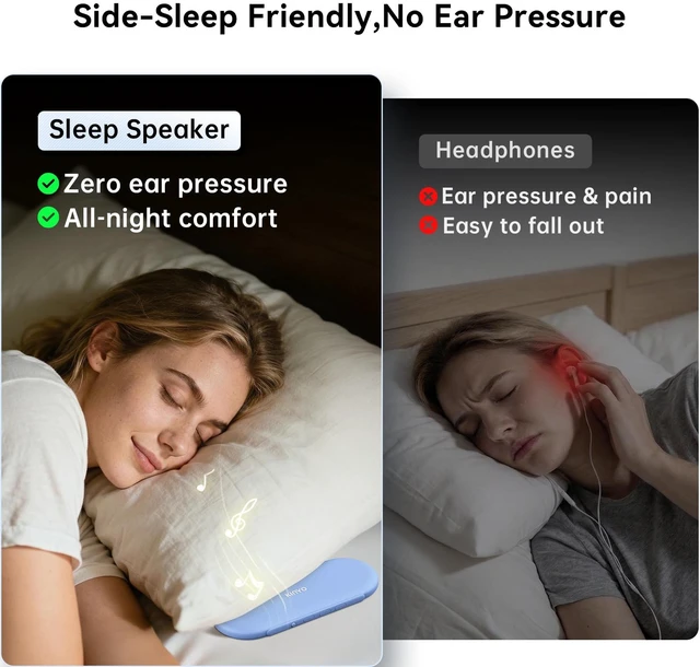 Alt view image 3 of 7 - NEW X60 Under Pillow Speaker for Sleeping,White Noise Machine | Dual Bone Conduction| Bluetooth 6.0 | TF Card for Offline Playback | Ultra-Slim Speaker for Side Sleepers | Auto Shut-Off