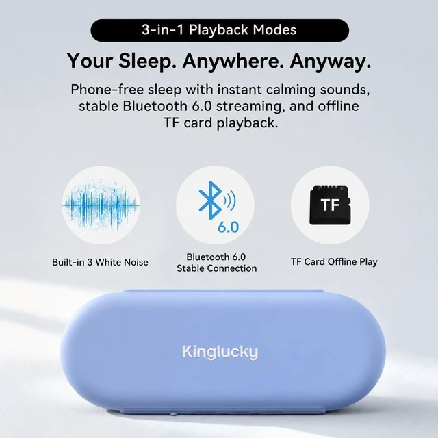 Alt view image 6 of 7 - NEW X60 Under Pillow Speaker for Sleeping,White Noise Machine | Dual Bone Conduction| Bluetooth 6.0 | TF Card for Offline Playback | Ultra-Slim Speaker for Side Sleepers | Auto Shut-Off