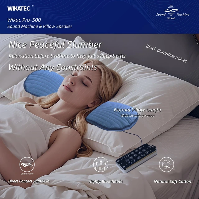 Alt view image 2 of 7 - Bluetooth Pillow Speaker for Sleep, 2 Listening Experiences, No App | Premium Sound, Washable Cotton Cover, 60H Playtime,56 Natural Sounds, 5 Timers, Pillow Speaker+Bone Conduction Speaker