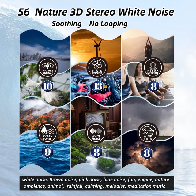 Alt view image 3 of 7 - Bluetooth Pillow Speaker for Sleep, 2 Listening Experiences, No App | Premium Sound, Washable Cotton Cover, 60H Playtime,56 Natural Sounds, 5 Timers, Pillow Speaker+Bone Conduction Speaker