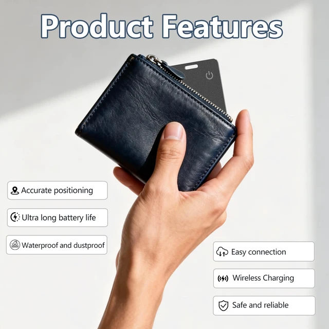 Alt view image 3 of 7 - Wallet Tracker Card for Apple Find My App(iOS only),0.07in Ultra Slim | MFi Certified Smart Tracker,IP68 Waterproof,Supports Wireless charging,for Wallets,Passports,Luggage and Pets