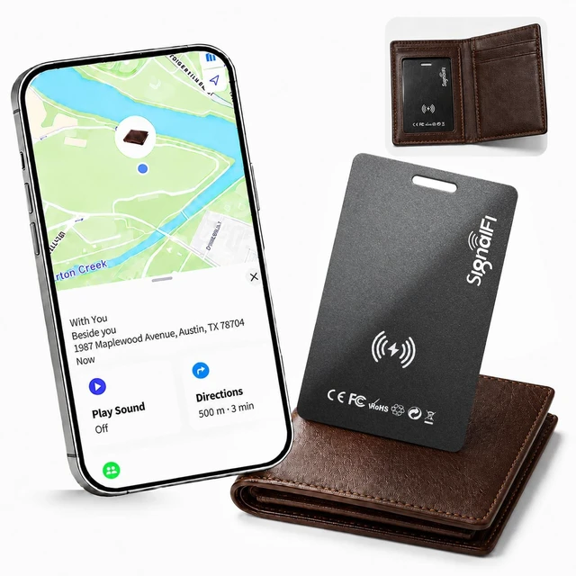 Main image of Wallet Tracker Card for Apple Find My App(iOS only),0.07in Ultra Slim | MFi Certified Smart Tracker,IP68 Waterproof,Supports Wireless charging,for Wallets,Passports,Luggage and Pets