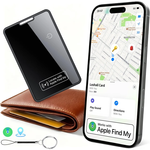 Main image of 0.09in Slim Wallet Tracker Card for Apple iOS Find My App (1 Pack) | Air Tracking Smart Card for Wallet, Wireless Charging, IP68 Waterproof, Key Finder & Item Locator for Keys, Bags, Passport