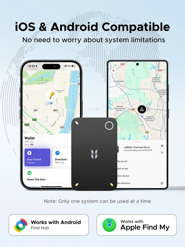 Alt view image 2 of 7 - FineTrack Slim Duo2 Wallet Tracker Card (iOS and Android) RFID Blocking Card