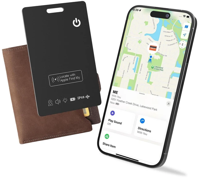 Main image of Wallet Tracker Card with Apple Find My (iOS Only) Rechargeable Air Tracker Tags Bluetooth Wallet Finder IP68 Waterproof GPS Tracker Item Finder for Keys, Bags, Passport