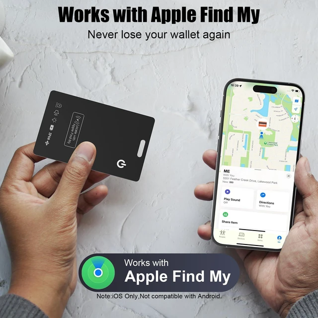 Alt view image 2 of 7 - Wallet Tracker Card with Apple Find My (iOS Only) Rechargeable Air Tracker Tags Bluetooth Wallet Finder IP68 Waterproof GPS Tracker Item Finder for Keys, Bags, Passport