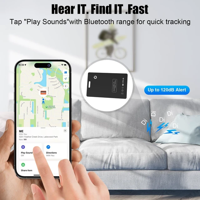 Alt view image 3 of 7 - Wallet Tracker Card with Apple Find My (iOS Only) Rechargeable Air Tracker Tags Bluetooth Wallet Finder IP68 Waterproof GPS Tracker Item Finder for Keys, Bags, Passport