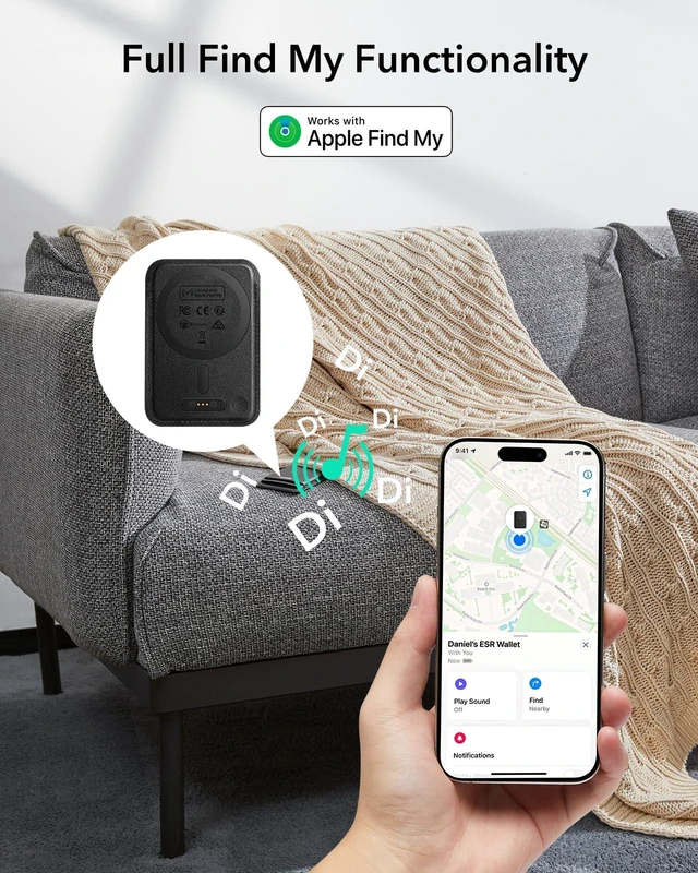 Alt view image 2 of 7 - Geo for MagSafe Wallet with Full Find My Functionality, 5 Card Holder | RFID Blocking, Strong Magnetic Wallet for iPhone 18 Pro/Pro Max, 17/16/15/14/13/12 Series (Not for 13/12 mini), Black