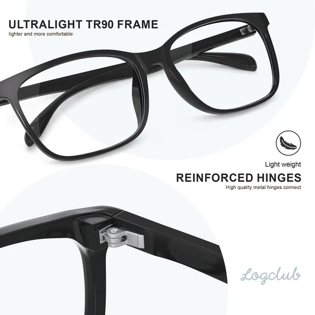 Alt view image 5 of 7 - Blue Light Glasses Men/Woman,Transparent+Black | Blue light blocking,Lightweight TR90 frames, Scratch-Resistant, Comfort Fit, Gaming/ TV/ Phones / Computers Use
